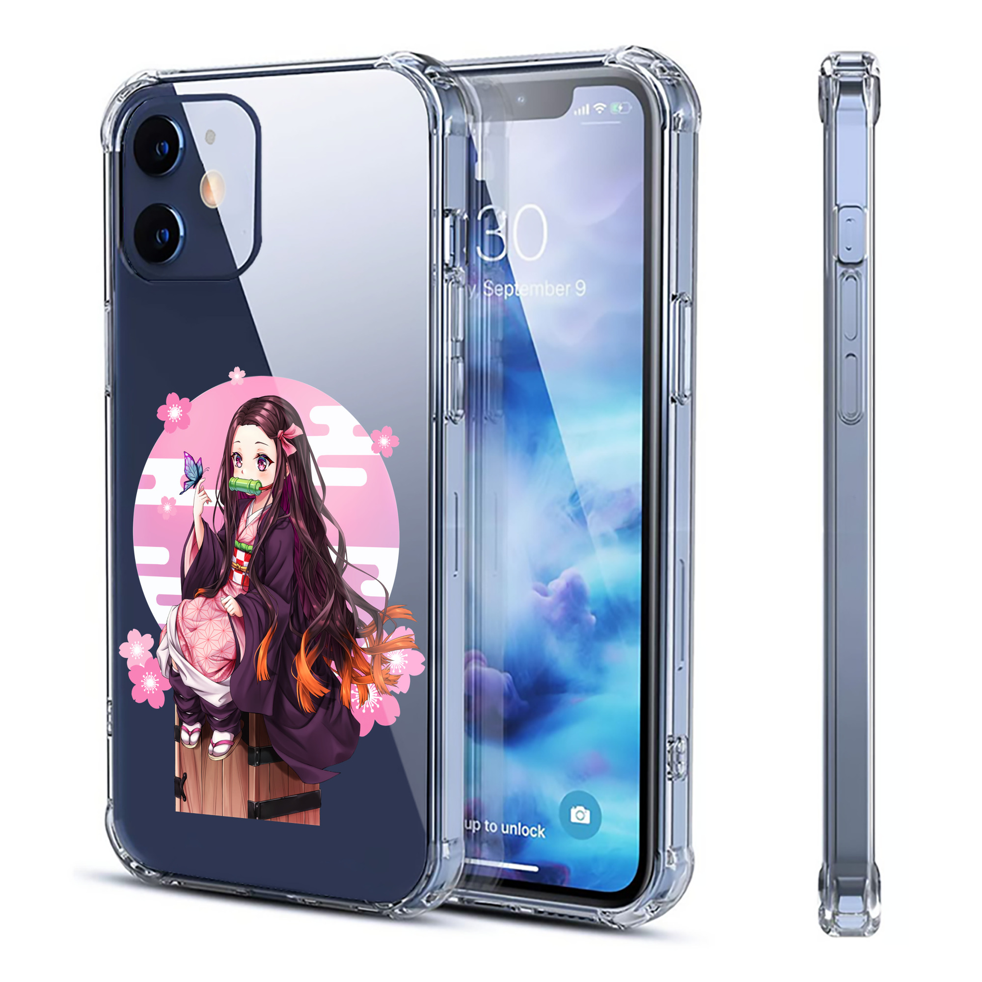 （画像用） 鬼滅の刃（きめつのやいば）竈門 禰󠄀豆子／かまど ねずこ Kamado Nezuko 【iPhone 12シリーズ対応】透明スマホケース（クリアソフトケース）